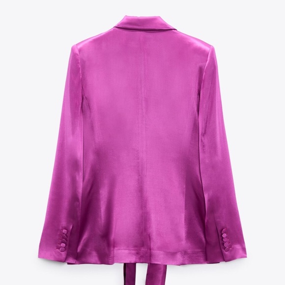 SOLD!!! Zara Satin Effect Tie Blazer Pants Set NWT - Picture 4 of 8